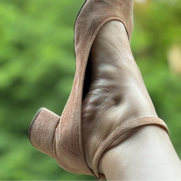 Shrimp pink vintage MOROBE Luxury House Soft Suede Block Heel Mary Janes Size 38 - Picture 15 of 16